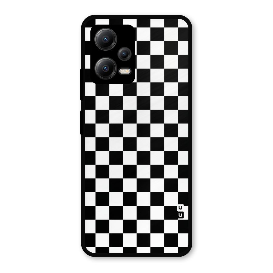Checkerboard Metal Back Case for Redmi Note 12 5G