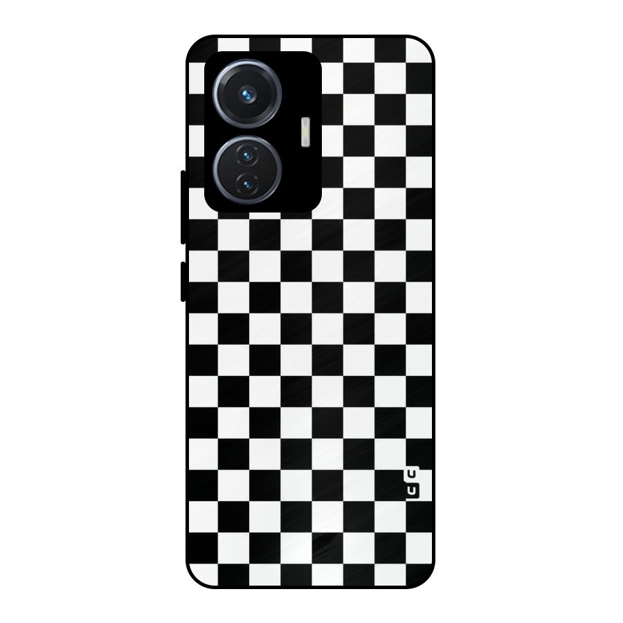 Checkerboard Metal Back Case for Vivo T1 44W
