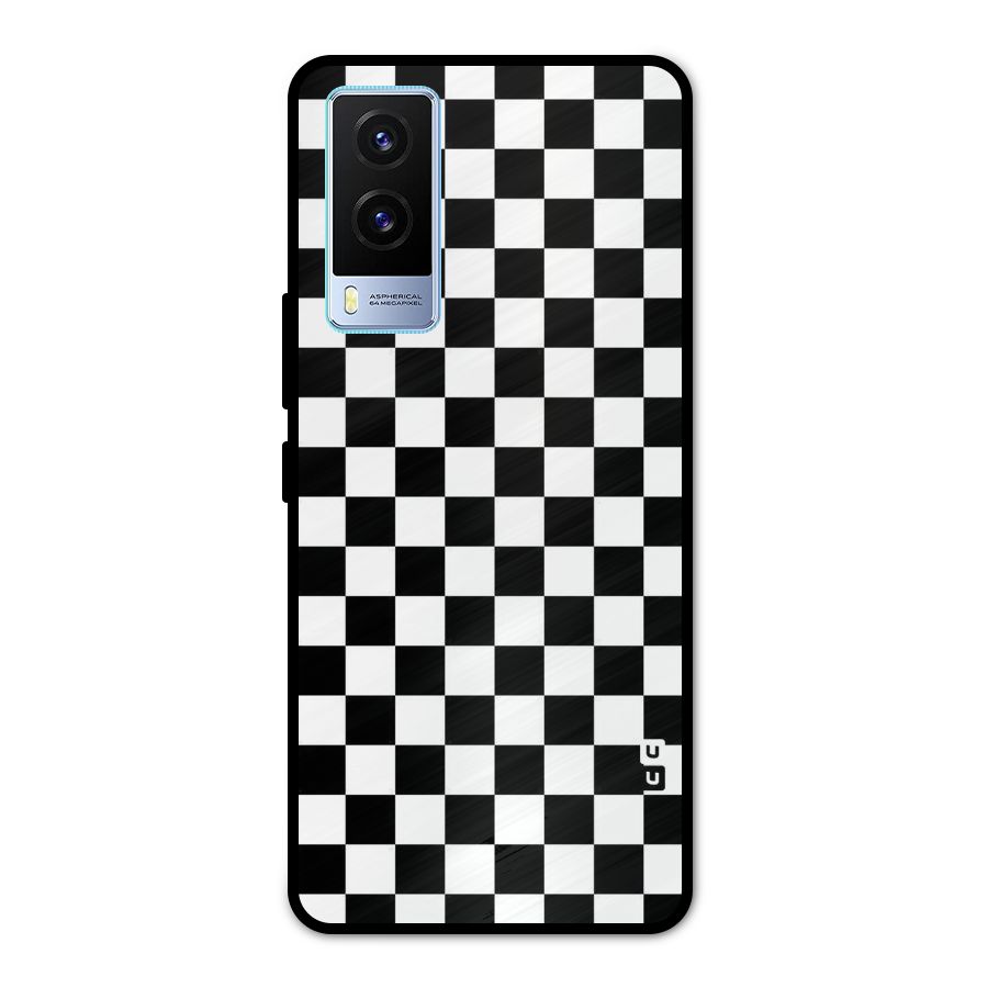 Checkerboard Metal Back Case for Vivo V21e 5G