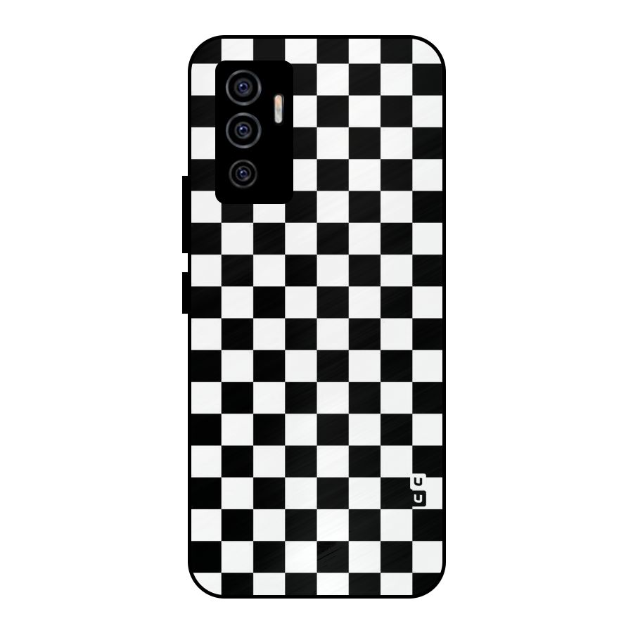 Checkerboard Metal Back Case for Vivo V23e