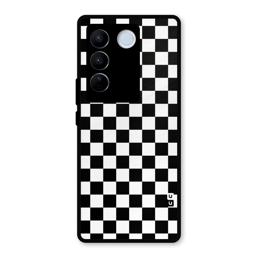 Checkerboard Metal Back Case for Vivo V27 Pro