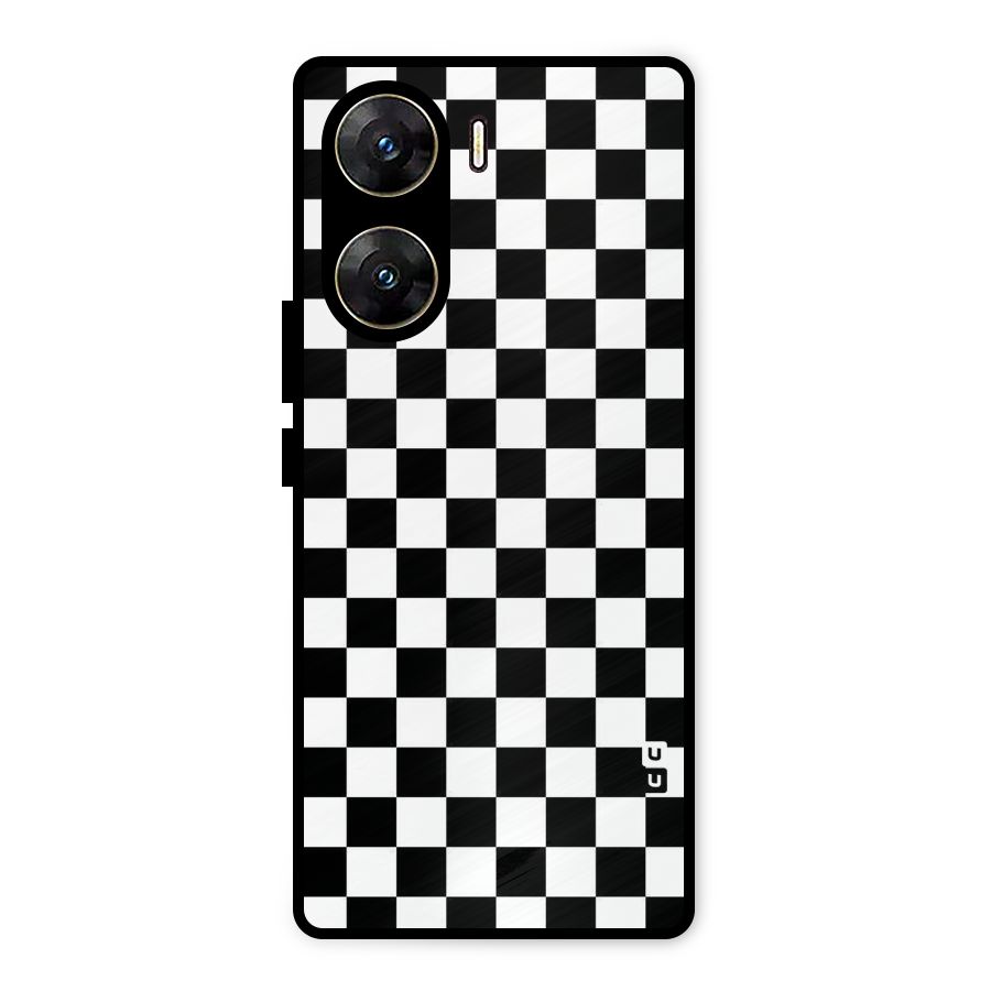 Checkerboard Metal Back Case for Vivo V29e
