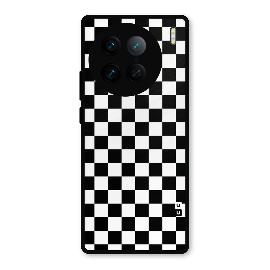 Checkerboard Metal Back Case for Vivo X90 Pro