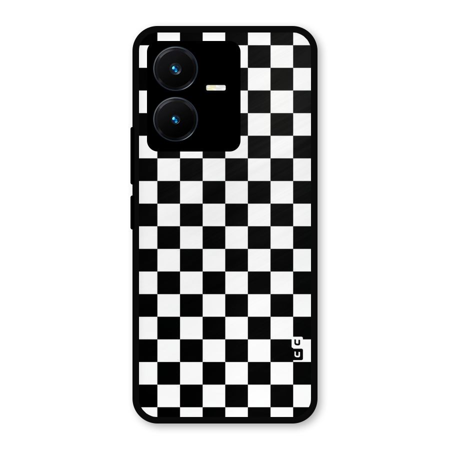 Checkerboard Metal Back Case for Vivo Y22s