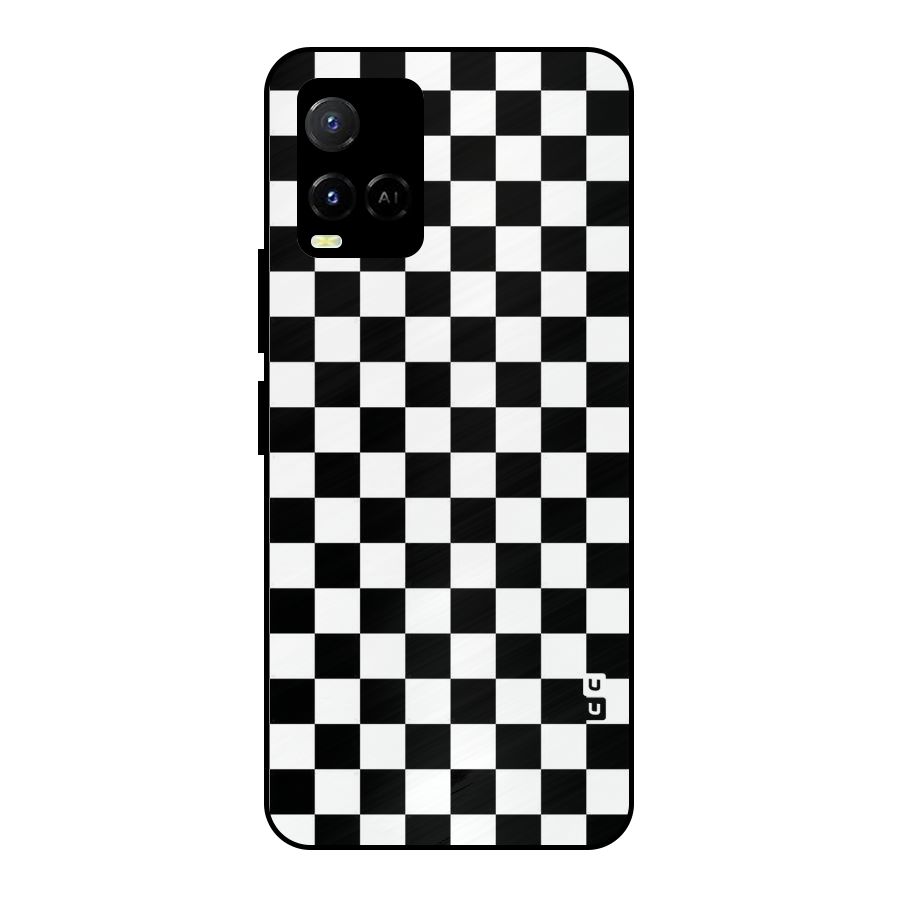 Checkerboard Metal Back Case for Vivo Y33s