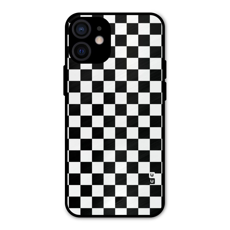 Checkerboard Metal Back Case for iPhone 12 Mini
