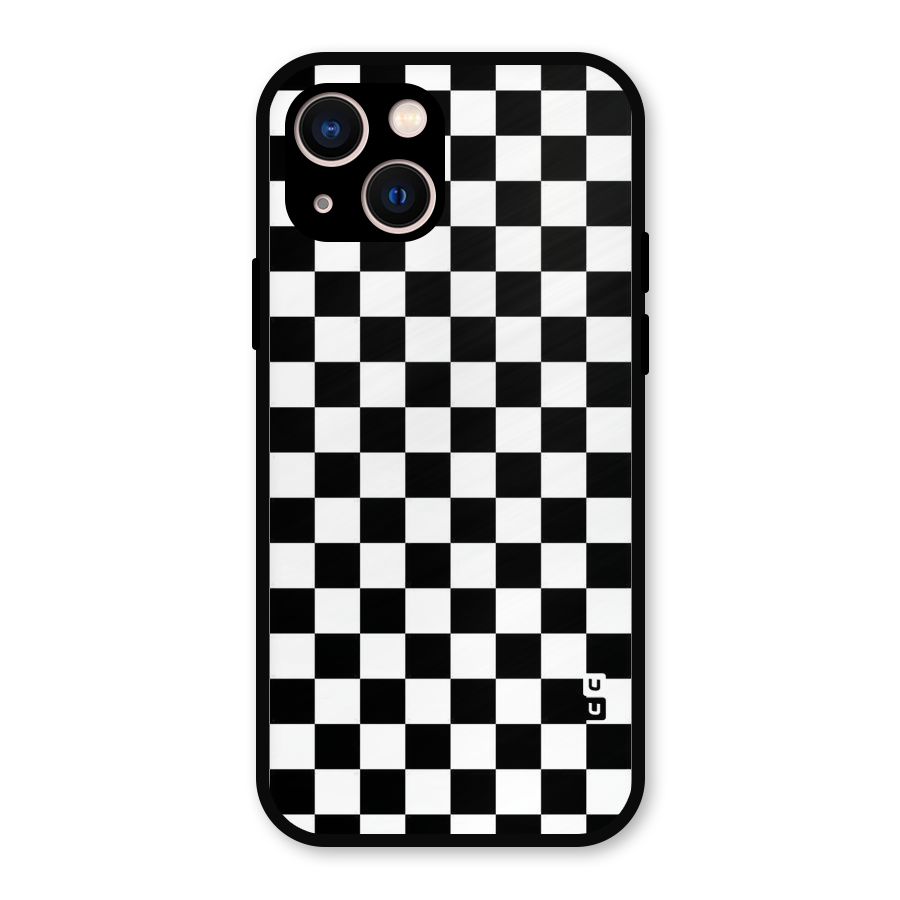 Checkerboard Metal Back Case for iPhone 13