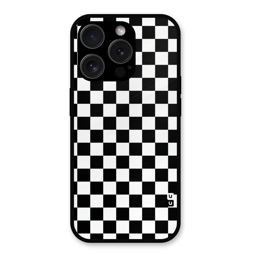 Checkerboard Metal Back Case for iPhone 15 Pro
