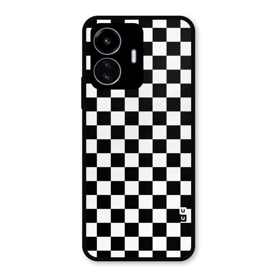 Checkerboard Metal Back Case for vivo iQOO Z6 Lite 5G
