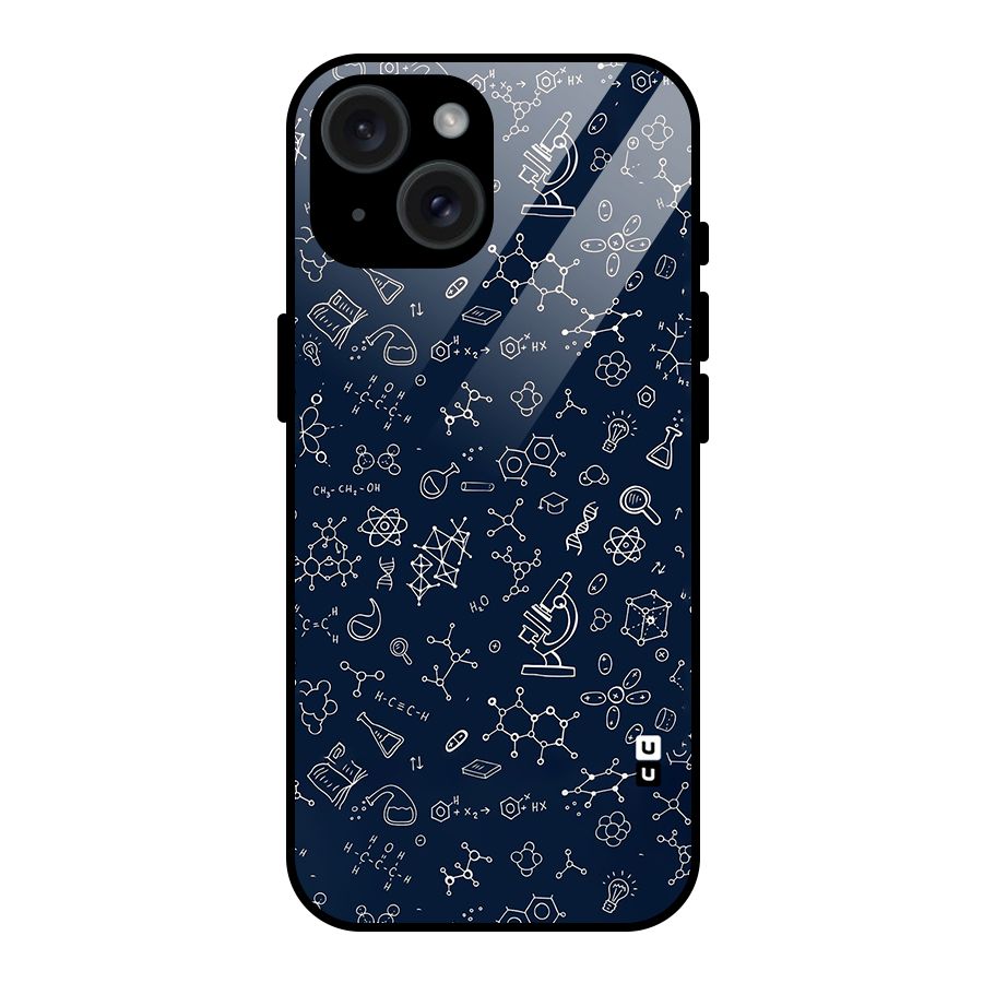 Chemistry Doodle Art Glass Back Case for iPhone 15