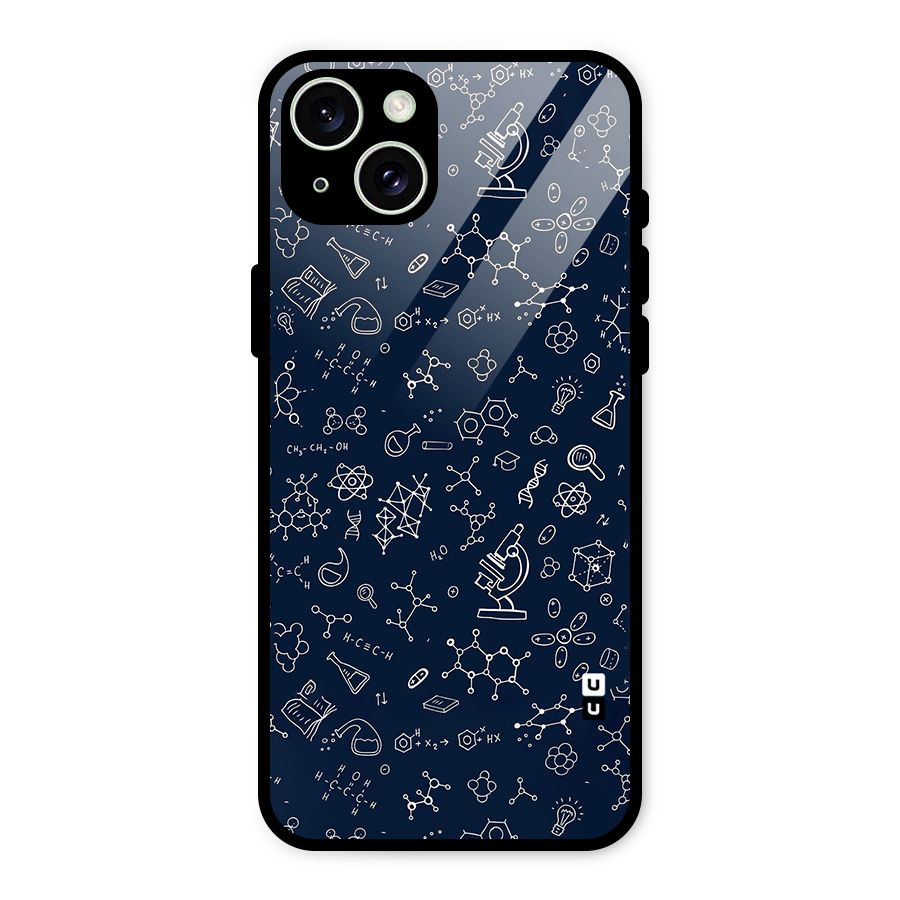 Chemistry Doodle Art Glass Back Case for iPhone 15 Plus