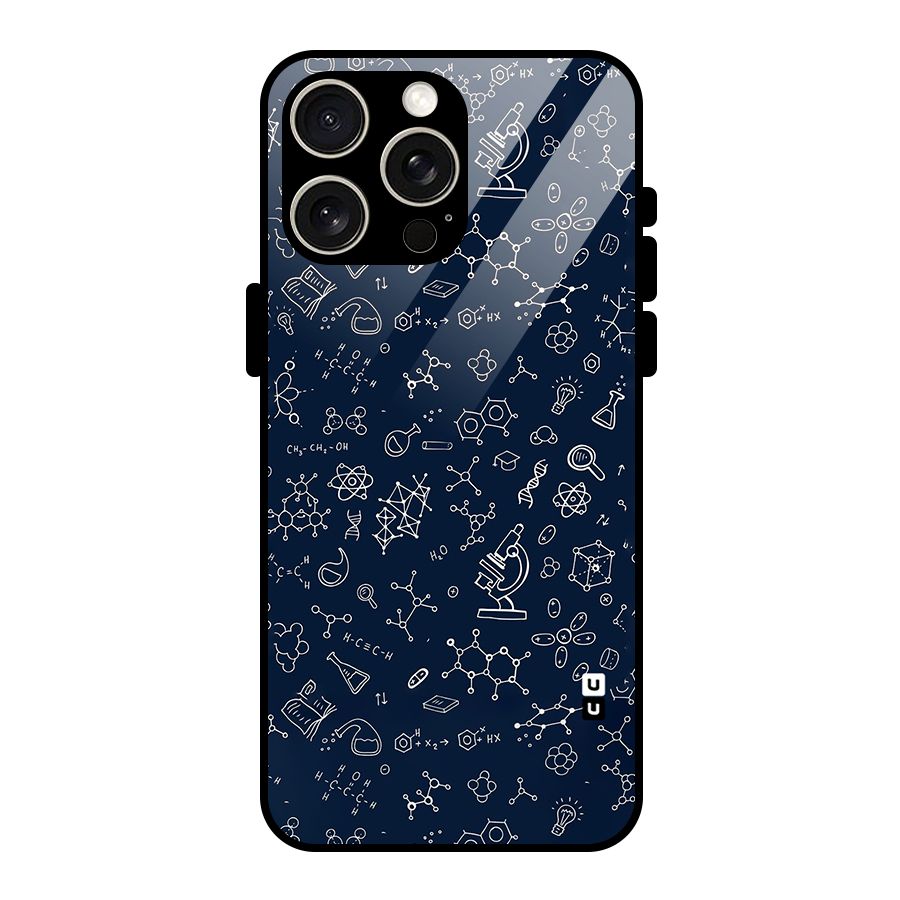Chemistry Doodle Art Glass Back Case for iPhone 15 Pro Max