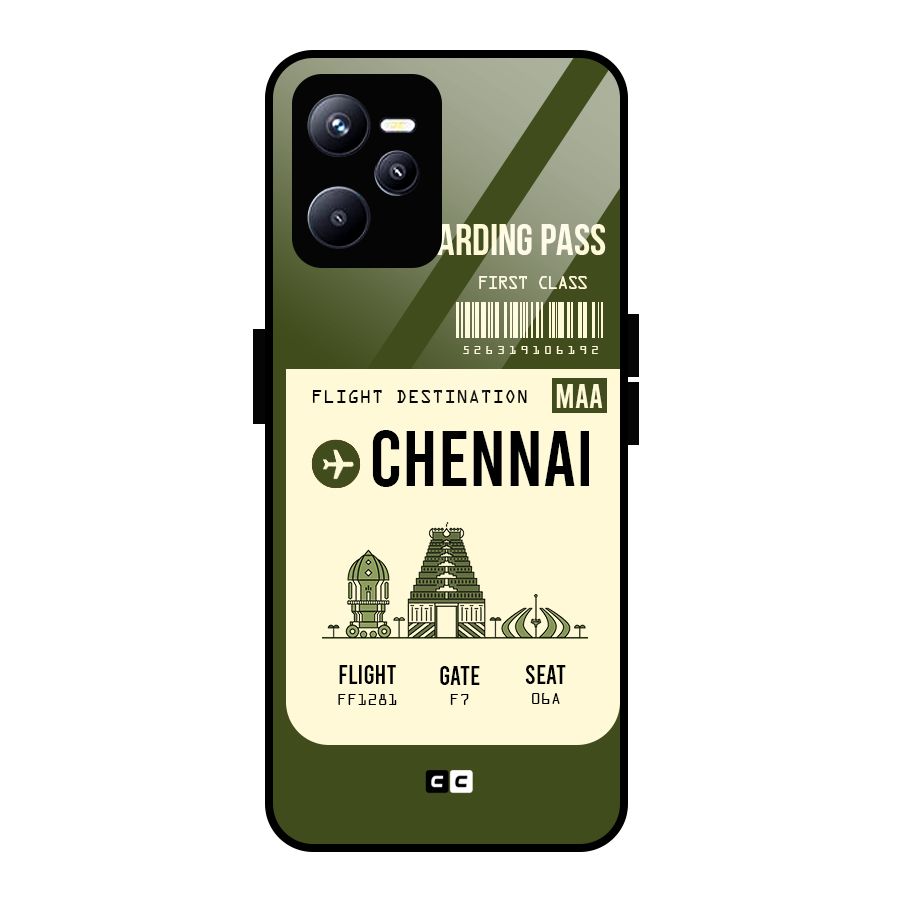 Chennai Boarding Pass Glass Back Case for Realme C35