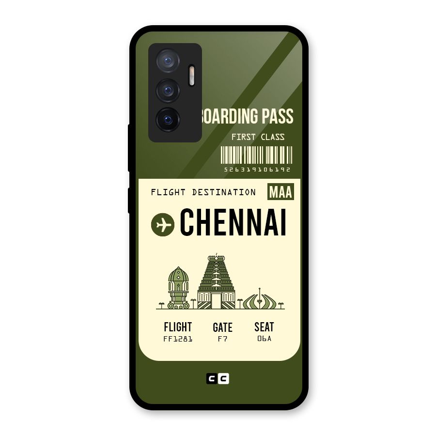 Chennai Boarding Pass Glass Back Case for Vivo V23e