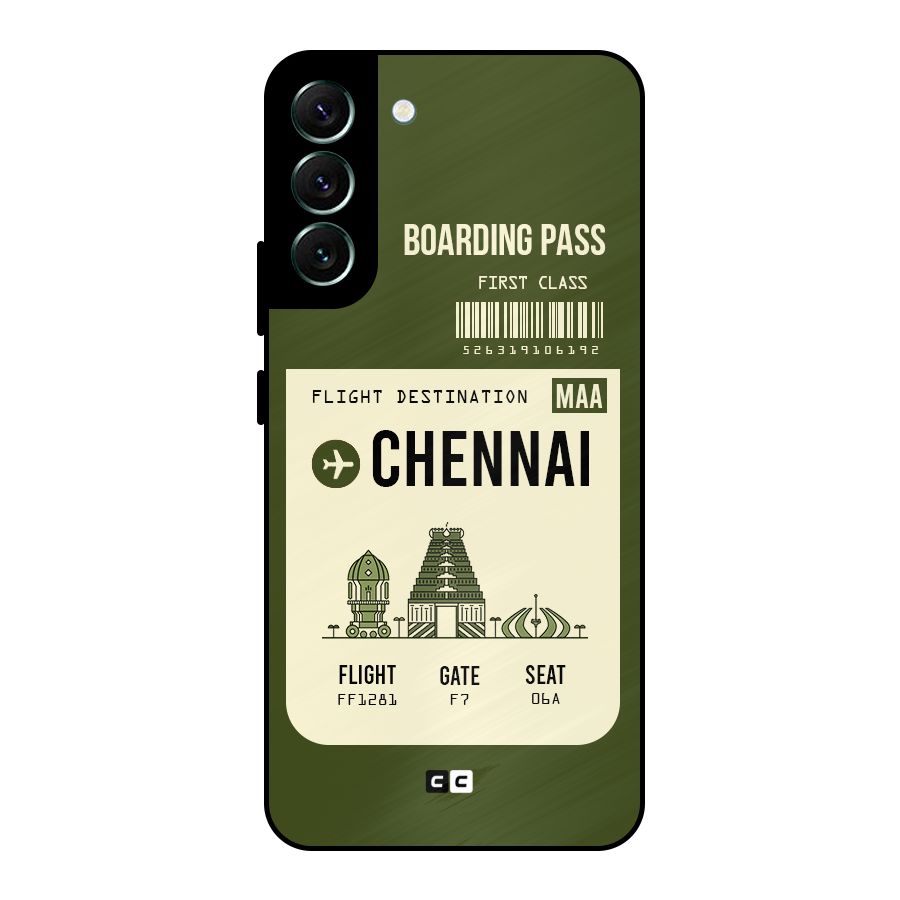 Chennai Boarding Pass Metal Back Case for Galaxy S22 Plus 5G