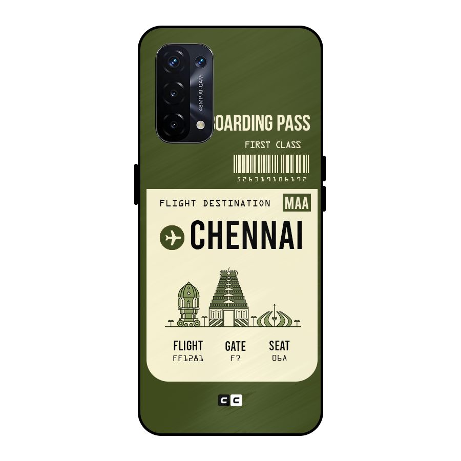 Chennai Boarding Pass Metal Back Case for Oppo A74 5G