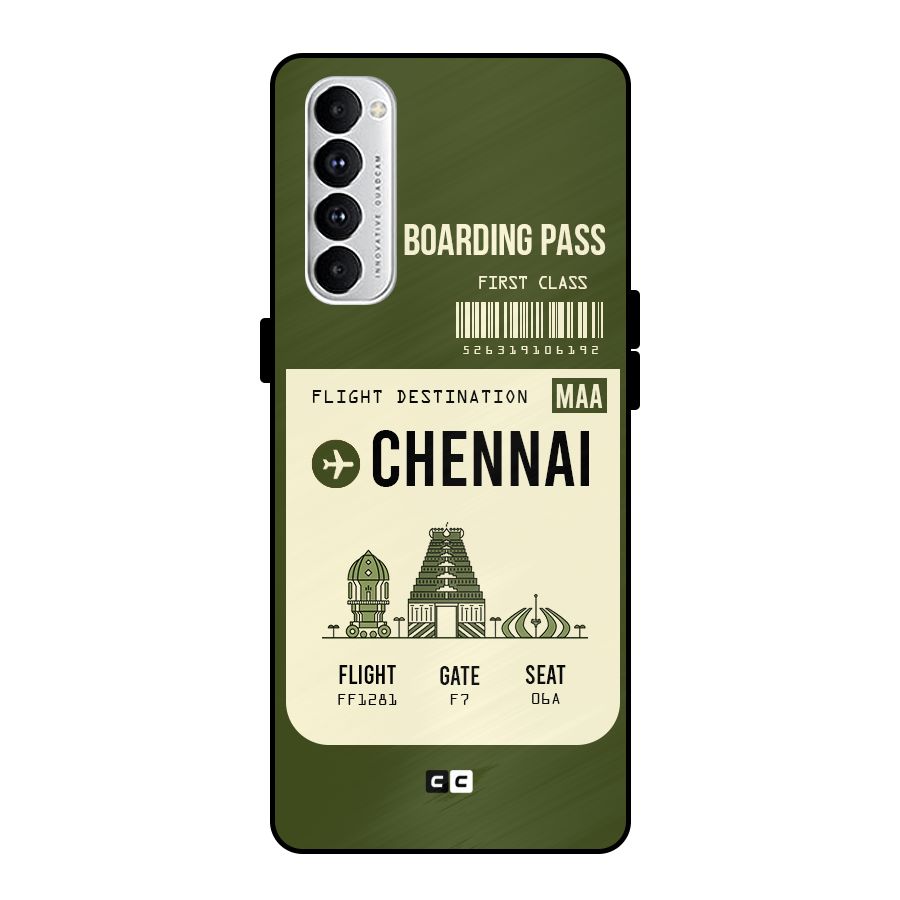 Chennai Boarding Pass Metal Back Case for Oppo Reno4 Pro