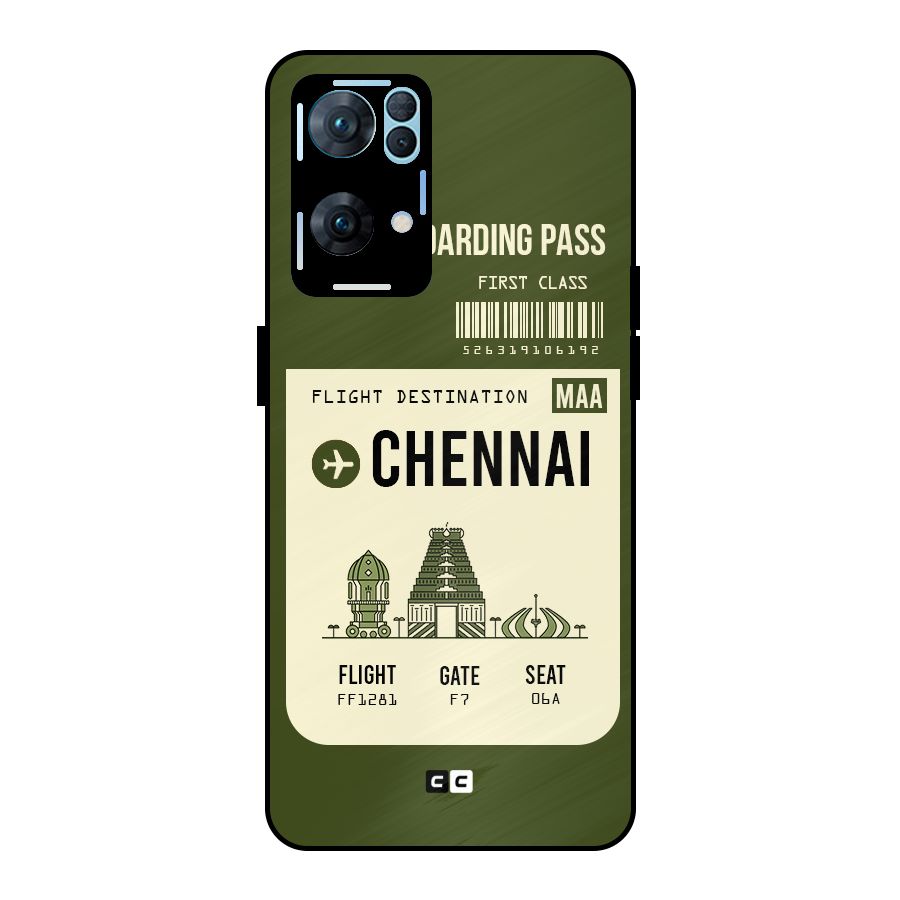 Chennai Boarding Pass Metal Back Case for Oppo Reno7 Pro 5G