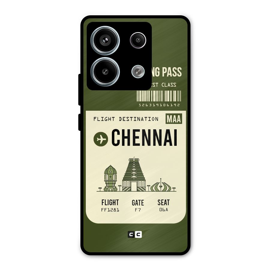 Chennai Boarding Pass Metal Back Case for Redmi Note 13 Pro 5G