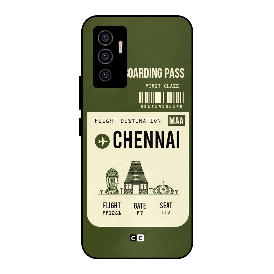 Chennai Boarding Pass Metal Back Case for Vivo V23e