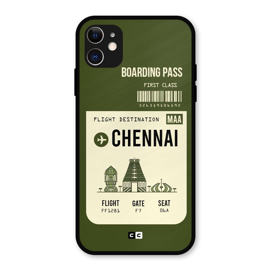 Chennai Boarding Pass Metal Back Case for iPhone 11