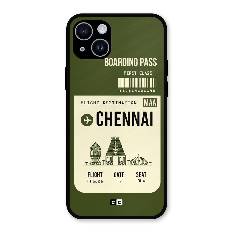 Chennai Boarding Pass Metal Back Case for iPhone 14