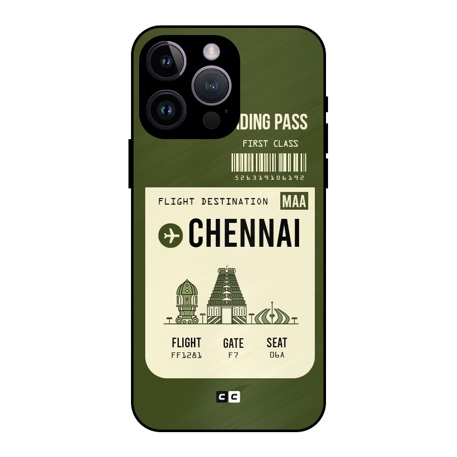 Chennai Boarding Pass Metal Back Case for iPhone 14 Pro Max