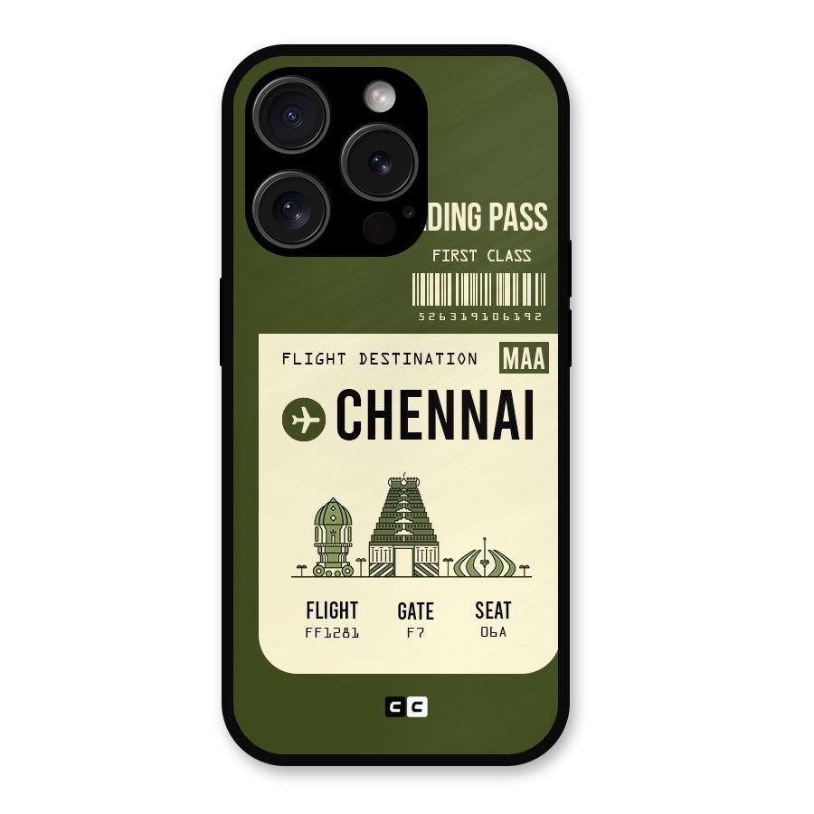 Chennai Boarding Pass Metal Back Case for iPhone 15 Pro