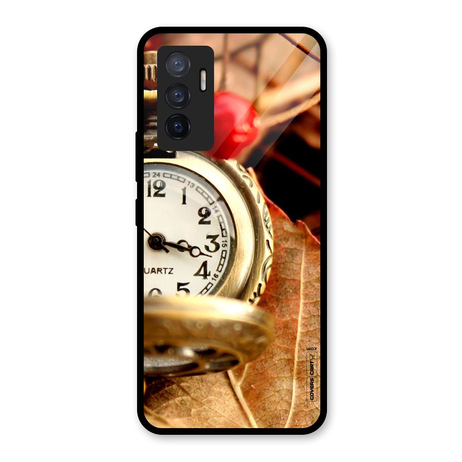 Cherry And Clock Glass Back Case for Vivo V23e