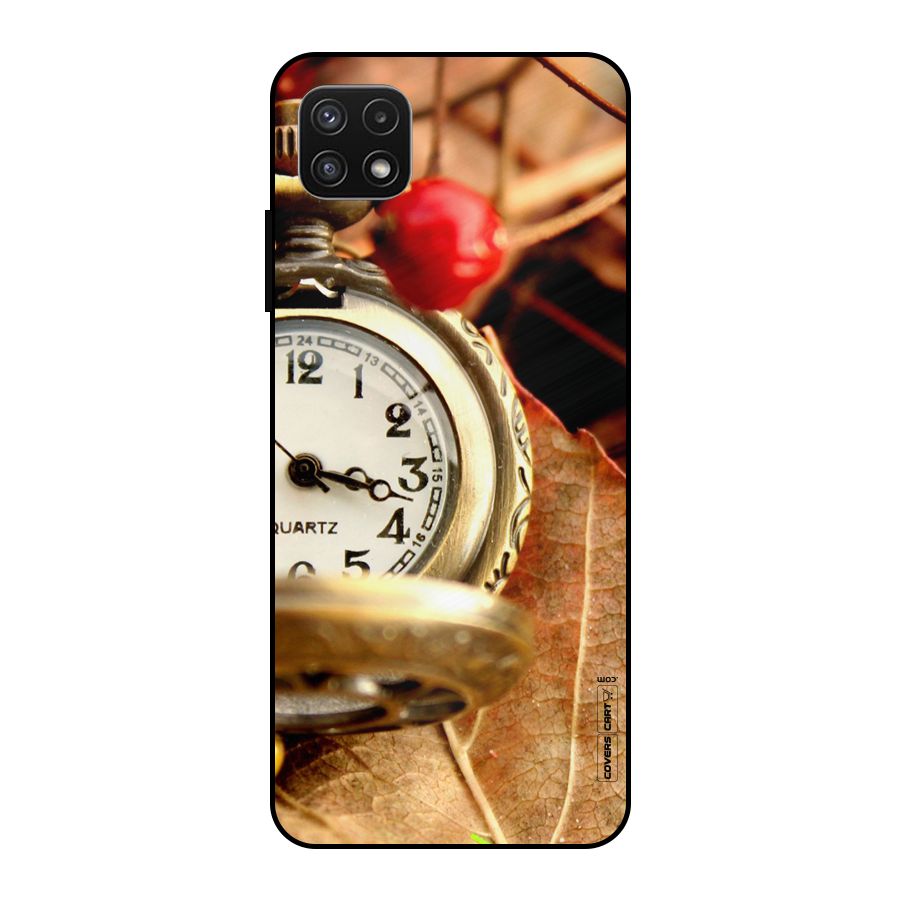 Cherry And Clock Metal Back Case for Galaxy A22 5G