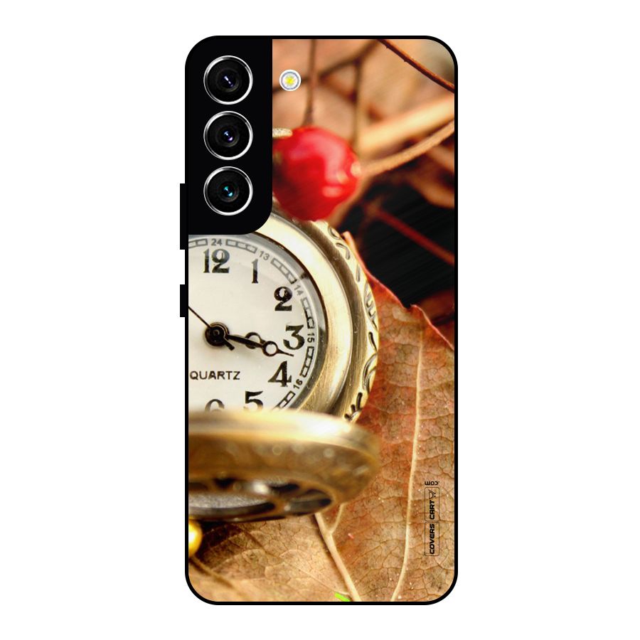 Cherry And Clock Metal Back Case for Galaxy S22 5G