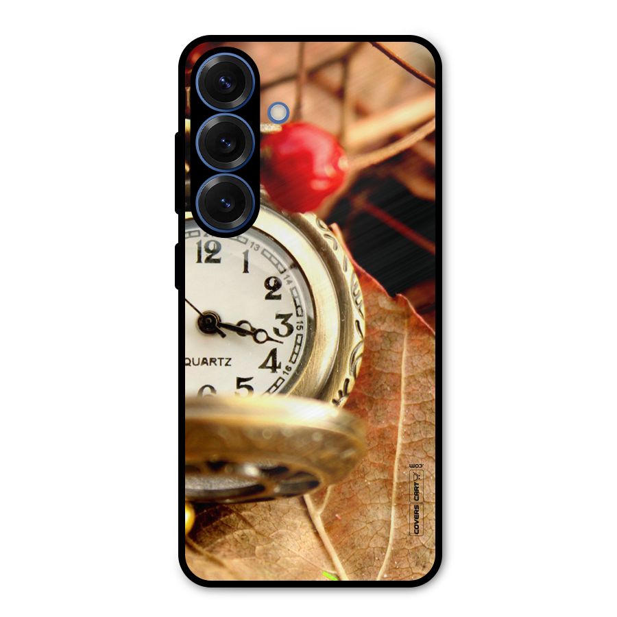 Cherry And Clock Metal Back Case for Galaxy S25
