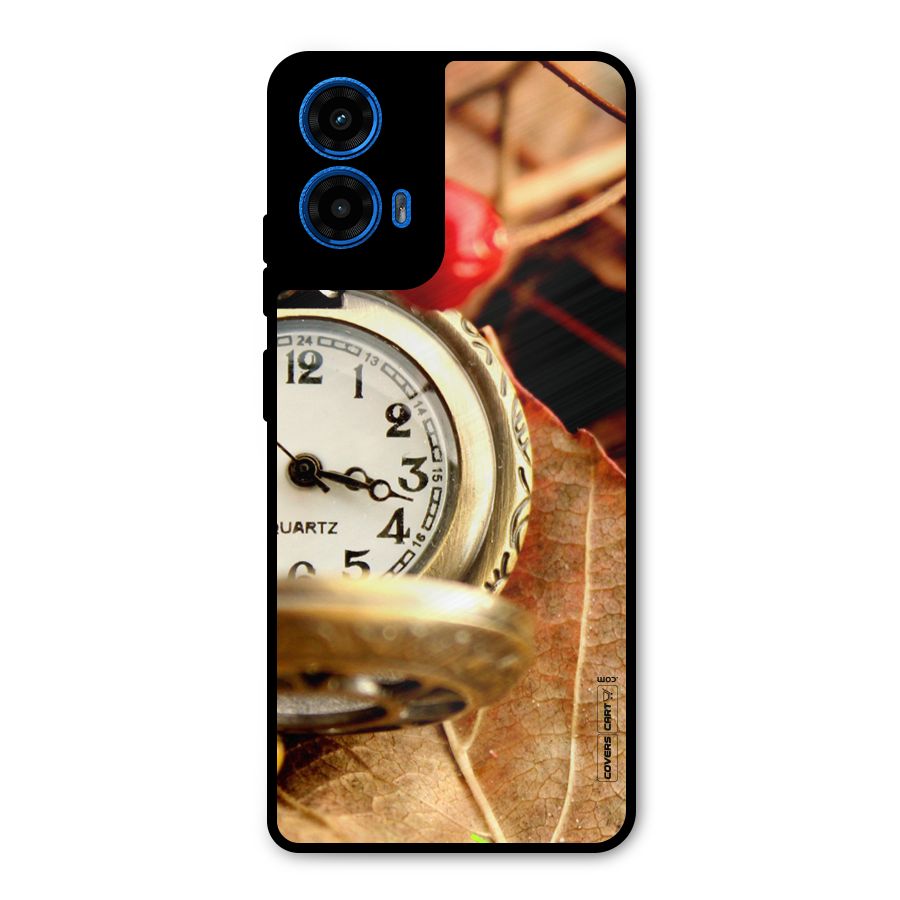 Cherry And Clock Metal Back Case for Moto G45