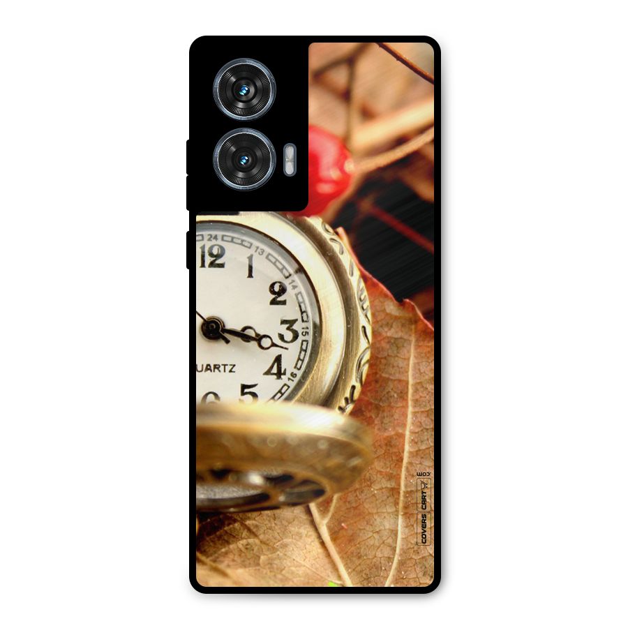 Cherry And Clock Metal Back Case for Motorola Edge 50 Fusion