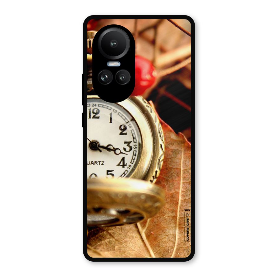 Cherry And Clock Metal Back Case for Oppo Reno10