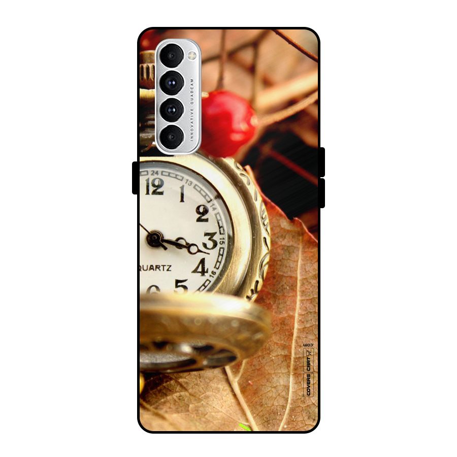 Cherry And Clock Metal Back Case for Oppo Reno4 Pro