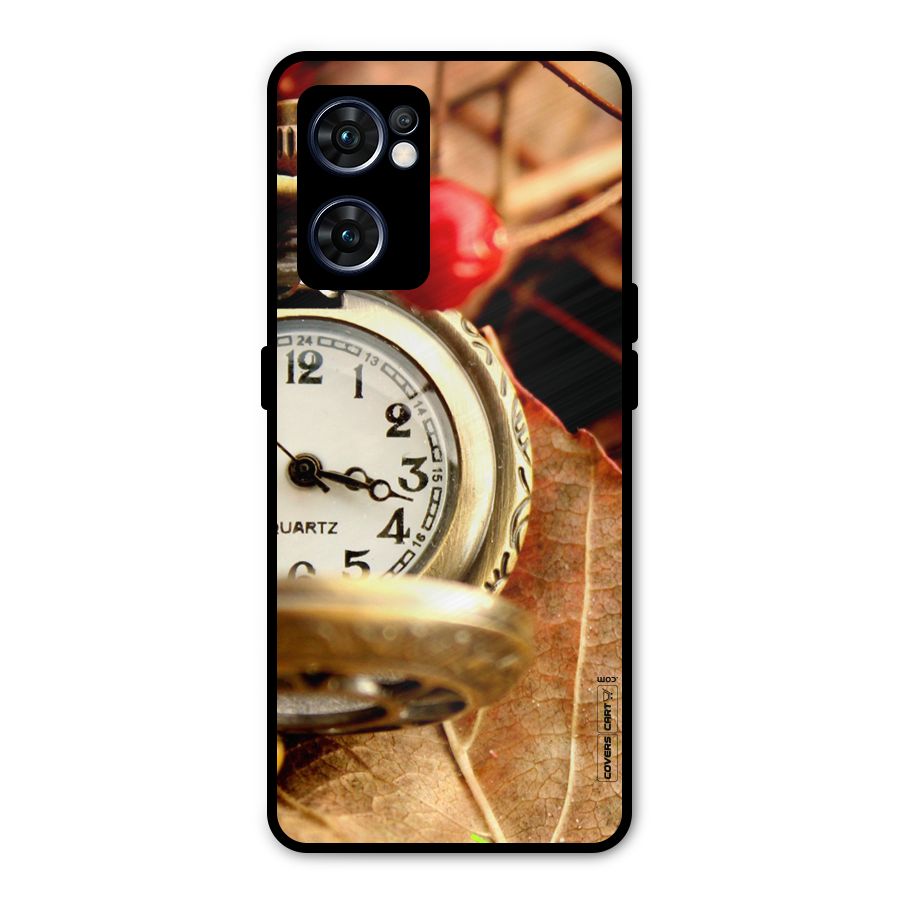 Cherry And Clock Metal Back Case for Oppo Reno7 5G