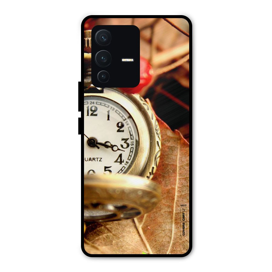 Cherry And Clock Metal Back Case for Vivo V23 Pro