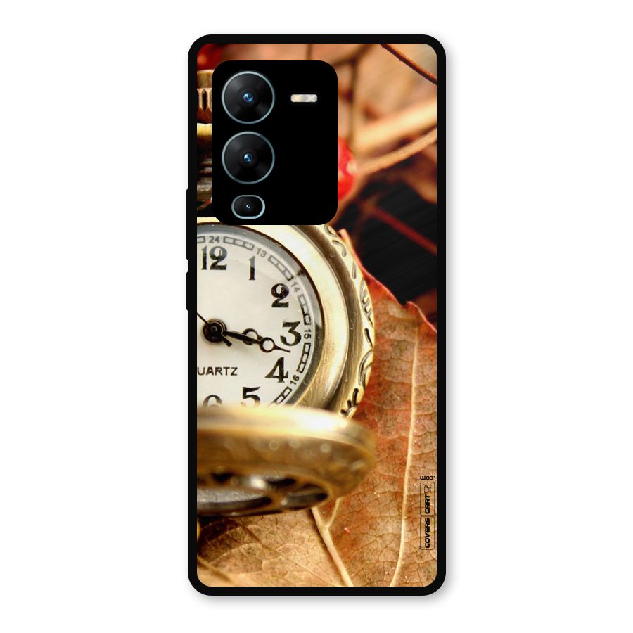 Cherry And Clock Metal Back Case for Vivo V25 Pro