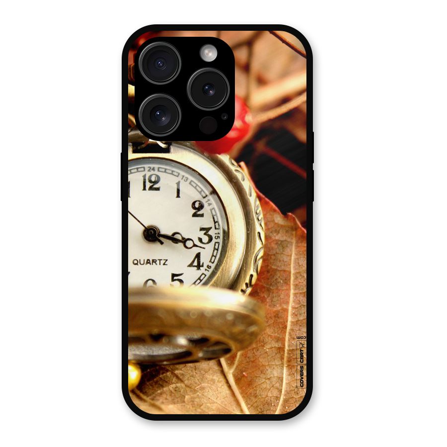 Cherry And Clock Metal Back Case for iPhone 15 Pro