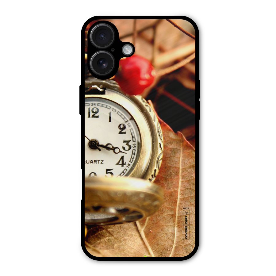 Cherry And Clock Metal Back Case for iPhone 16 Plus