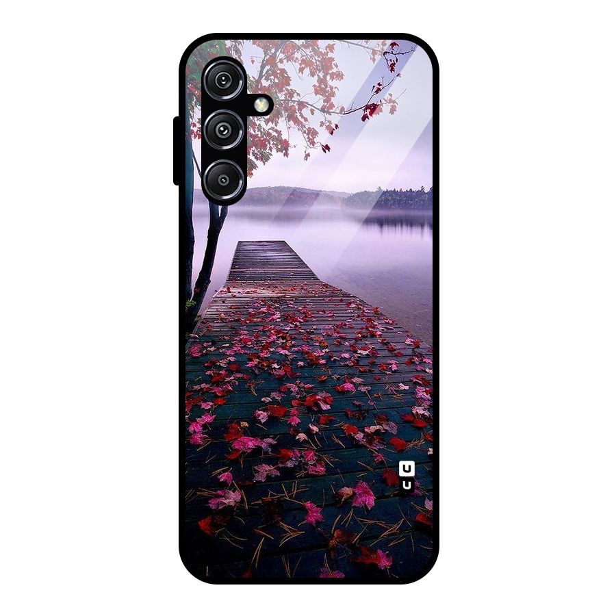 Cherry Blossom Dock Glass Back Case for Galaxy M34 5G