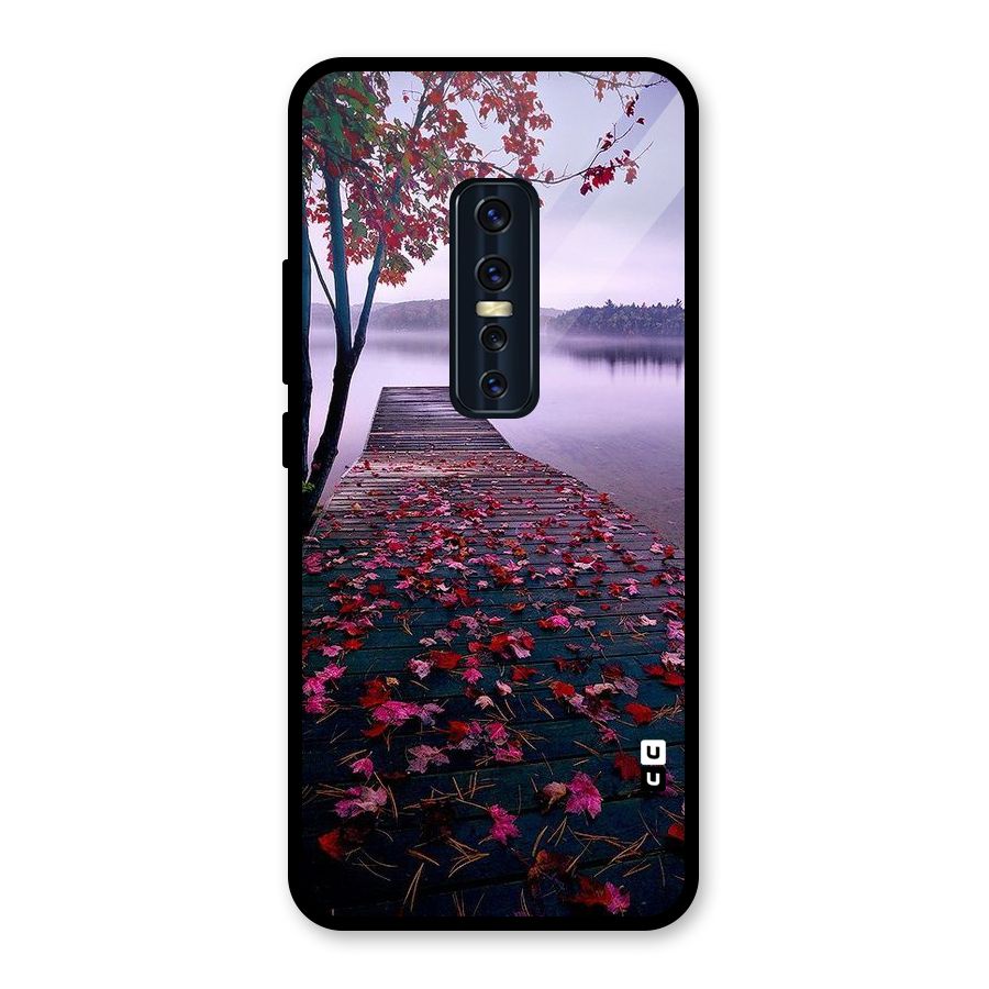 Cherry Blossom Dock Glass Back Case for Vivo V17 Pro