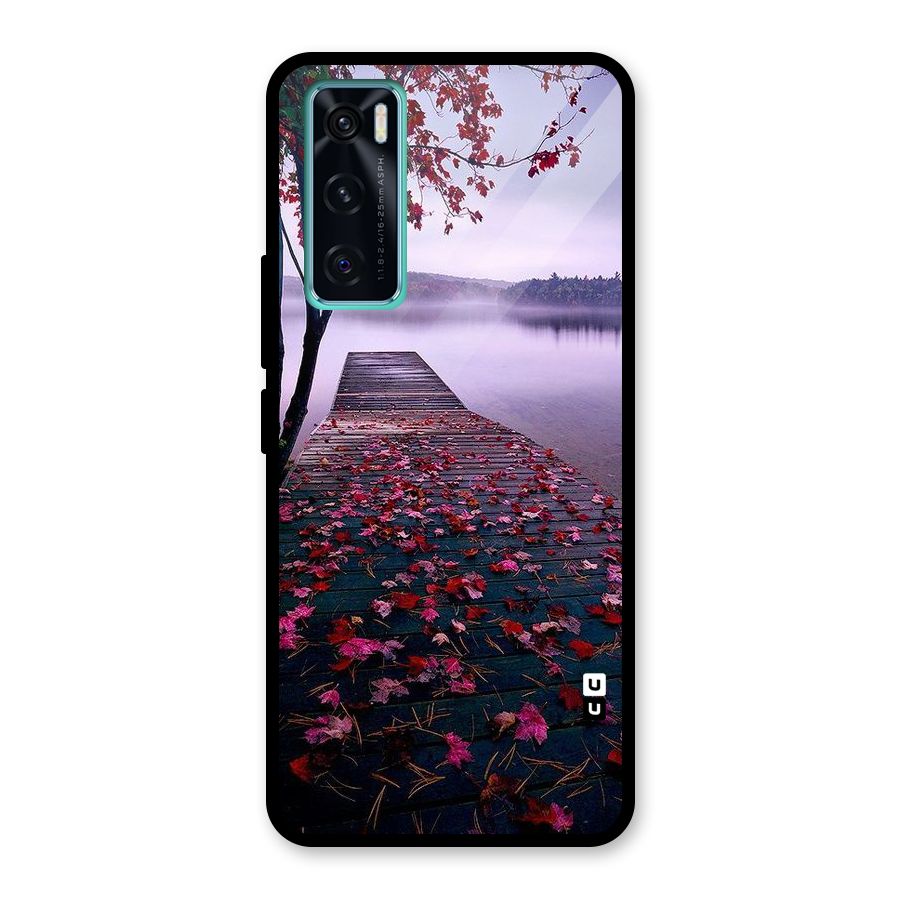 Cherry Blossom Dock Glass Back Case for Vivo V20 SE