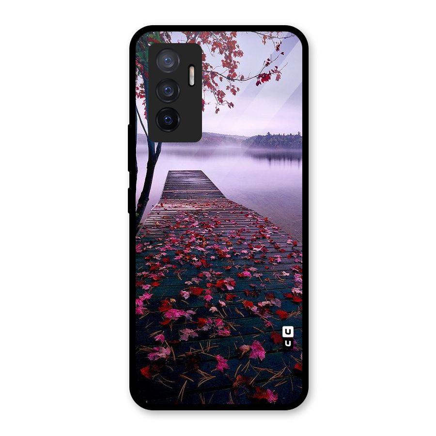 Cherry Blossom Dock Glass Back Case for Vivo V23e