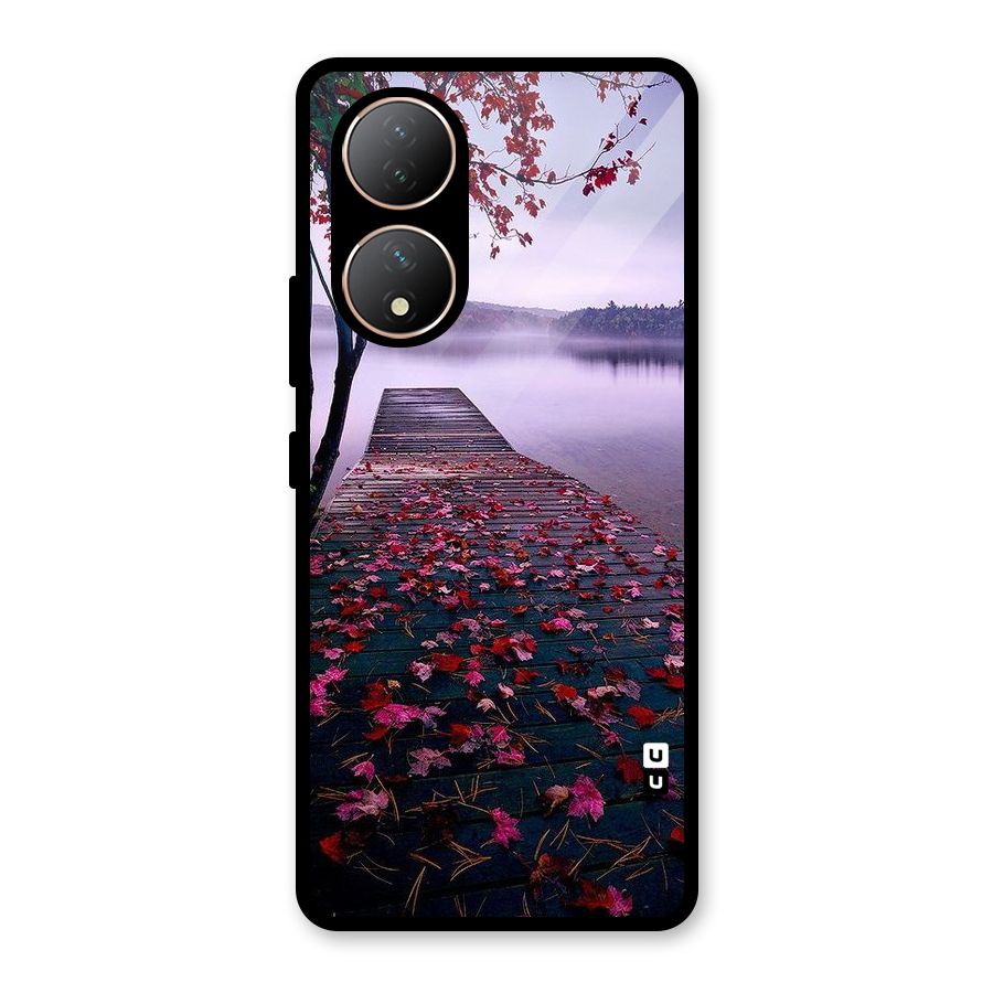 Cherry Blossom Dock Glass Back Case for Vivo Y100A
