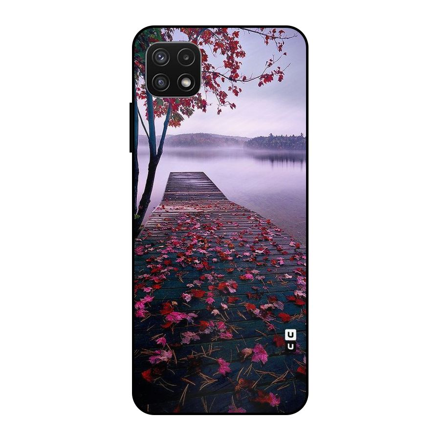 Cherry Blossom Dock Metal Back Case for Galaxy A22 5G