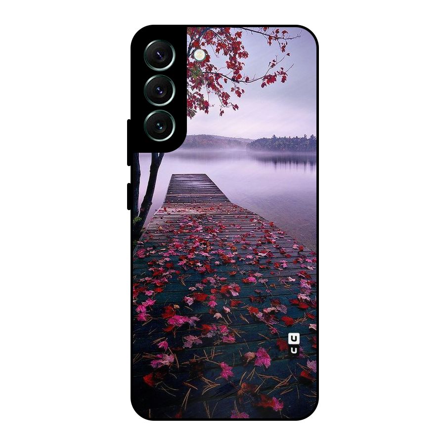 Cherry Blossom Dock Metal Back Case for Galaxy S22 Plus 5G