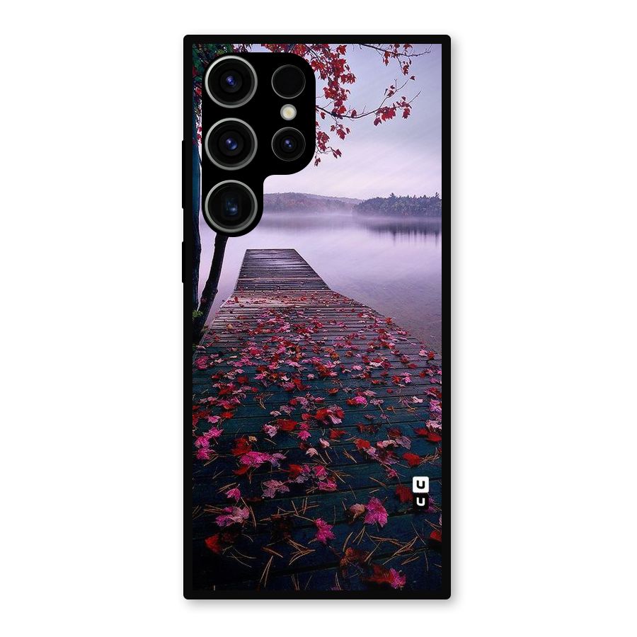 Cherry Blossom Dock Metal Back Case for Galaxy S23 Ultra