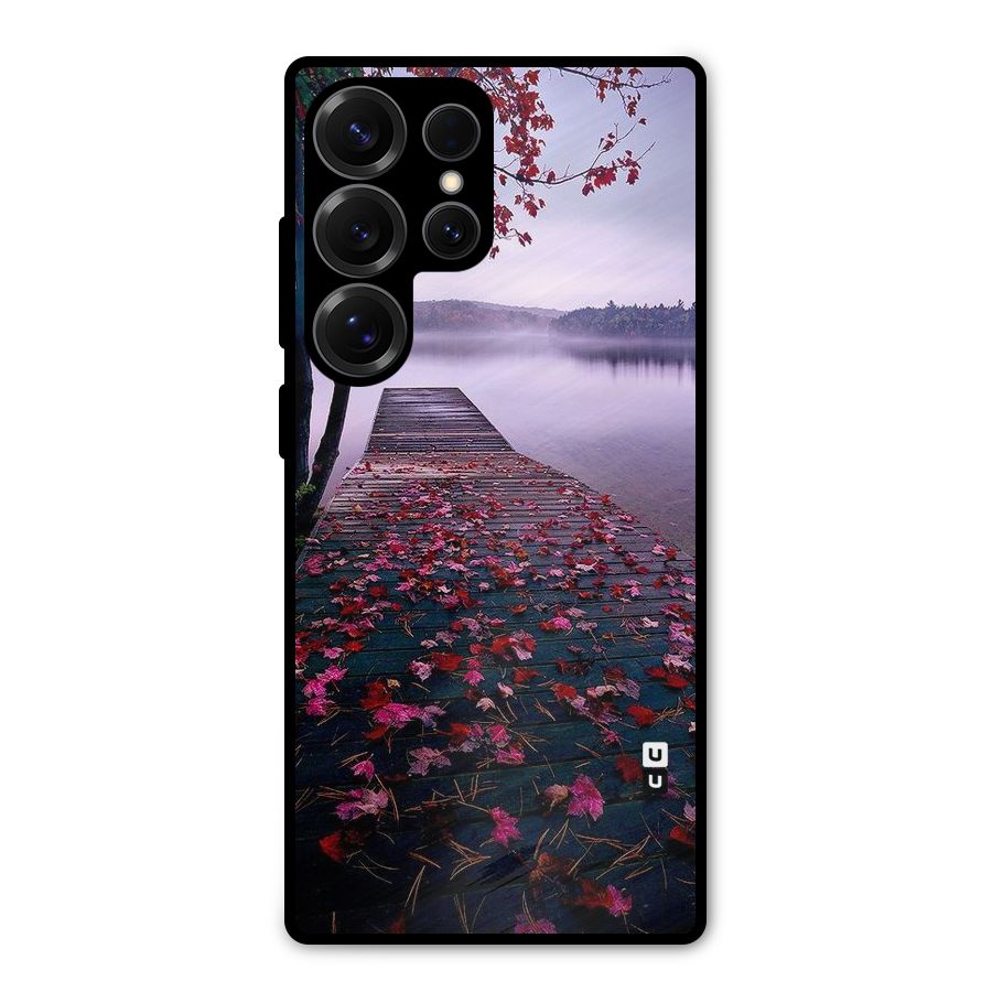 Cherry Blossom Dock Metal Back Case for Galaxy S25 Ultra